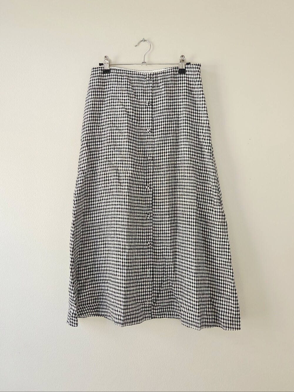 Reformation Andi Linen MIDI Skirt ALTERED Remy Check Size 0
